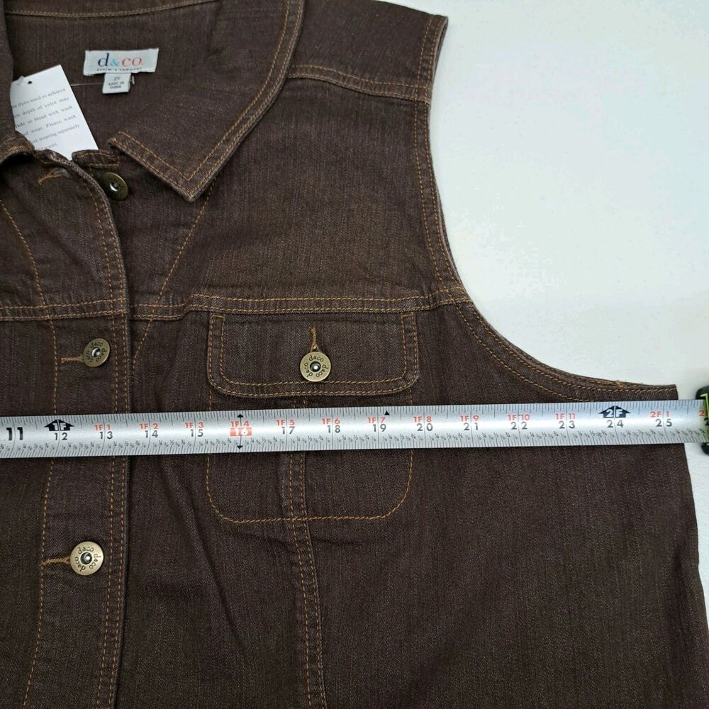 D&CO Brown Denim Sleeveless Vest Button Down Women's Size 2XL - Picture 6 of 7